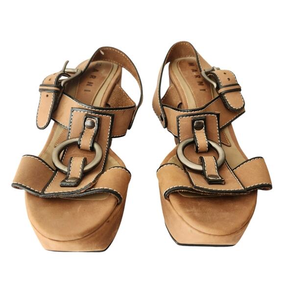 Marni Leather Platform Strappy Heels 37 - Picture 4 of 7